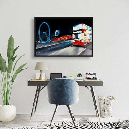 Bus Travel by Night - Modern Bedroom Canvas Wall Art Decor