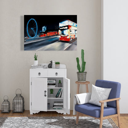 Blue Cities Modern Canvas | Bus Travel by Night Wall Art