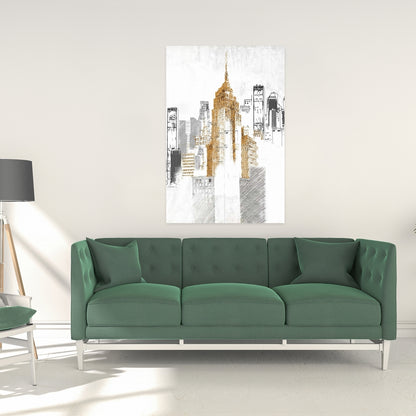 Blurry Sketch Cityscape Canvas | Industrial Home Decor Art