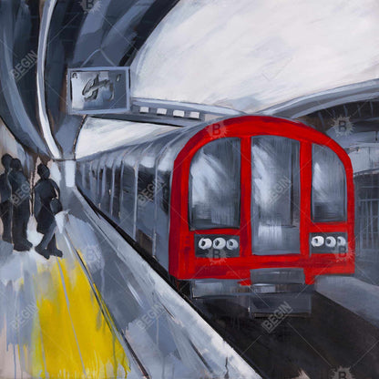 People Waiting Metro Blue Canvas | Home Decor Transportation