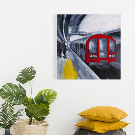 People Waiting Metro Blue Canvas | Home Decor Transportation