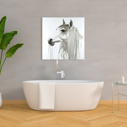 Beautiful White Horse Canvas | Minimalist Bedroom Decor