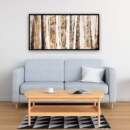 Toile encadrée moderne abstraite représentant des arbres forestiers | Décoration d'intérieur