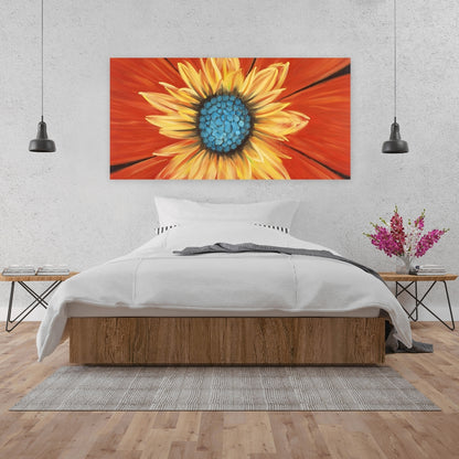 Blue Floral Canvas - Flower Middle | Bedroom Botanical Decor