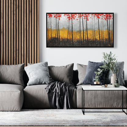 Abstract Landscape Trees Canvas | Gray Framed Bedroom Decor