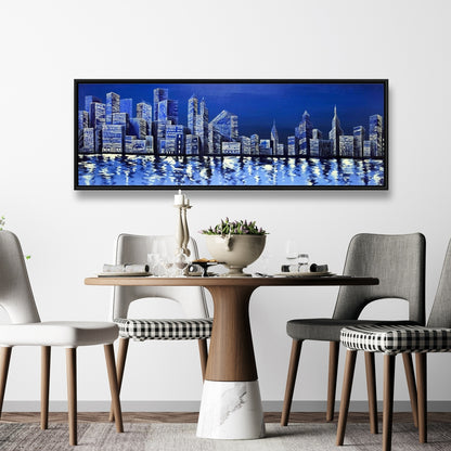 Blue Skyline Framed Canvas - Modern Home Decor Art Piece