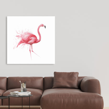 Pink Flamingo Watercolor Canvas - Home Decor Wall Art