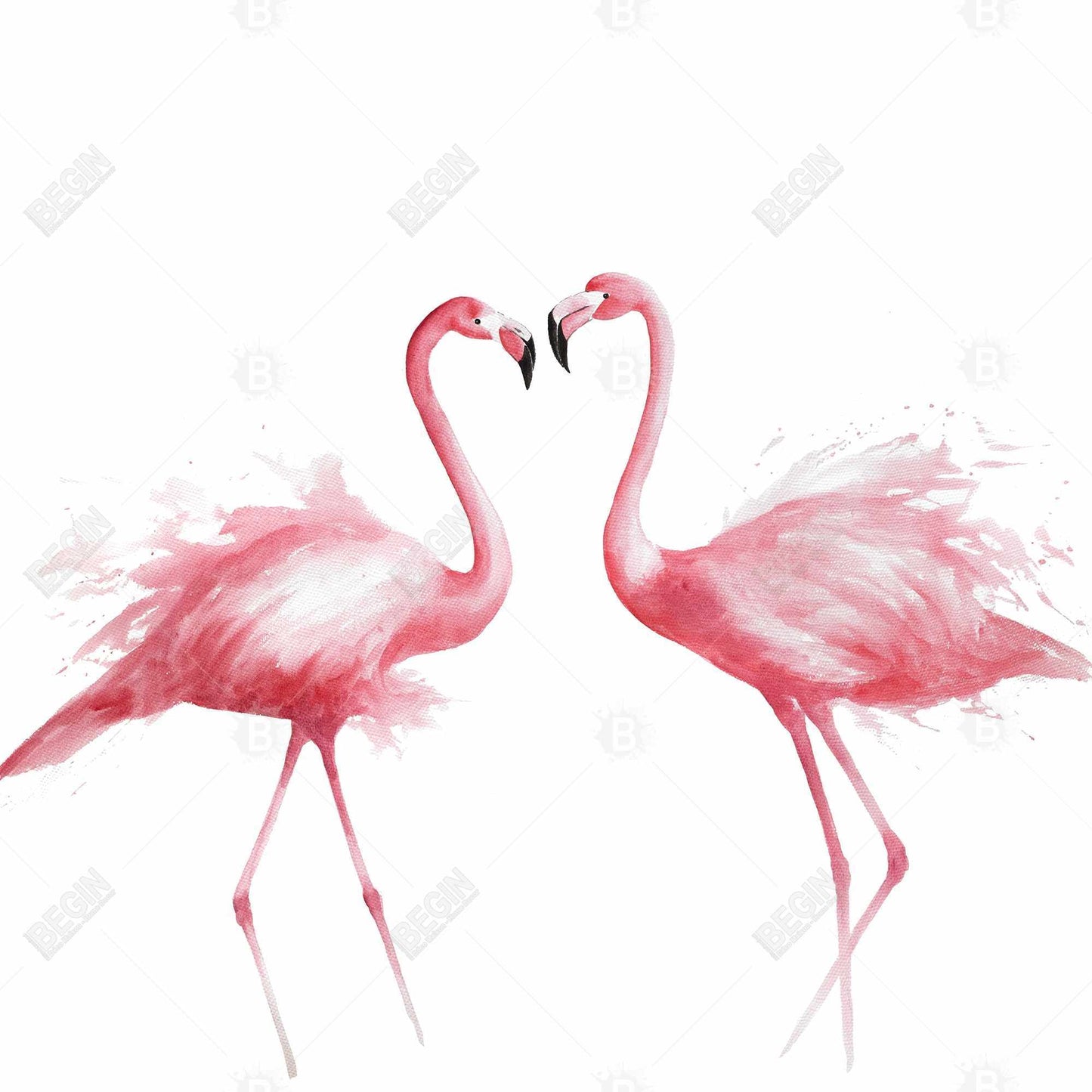 Two Pink Flamingo Watercolor Canvas - Exotic Bird Home Decor