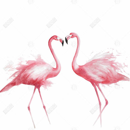 Two Pink Flamingo Watercolor Canvas - Exotic Bird Home Decor