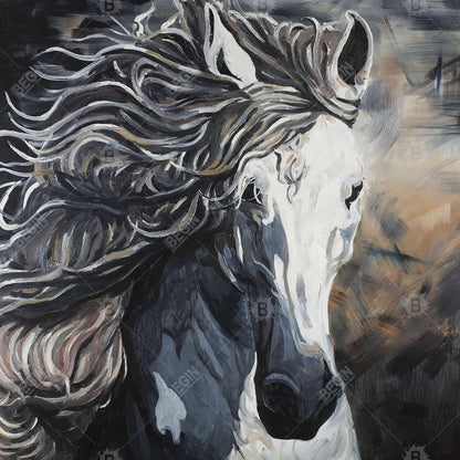 Toile bleue « Cheval sauvage » | Décoration de chambre contemporaine
