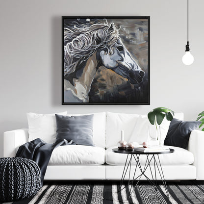 Toile Cheval sauvage | Art animalier de la ferme marron | Décoration d'intérieur