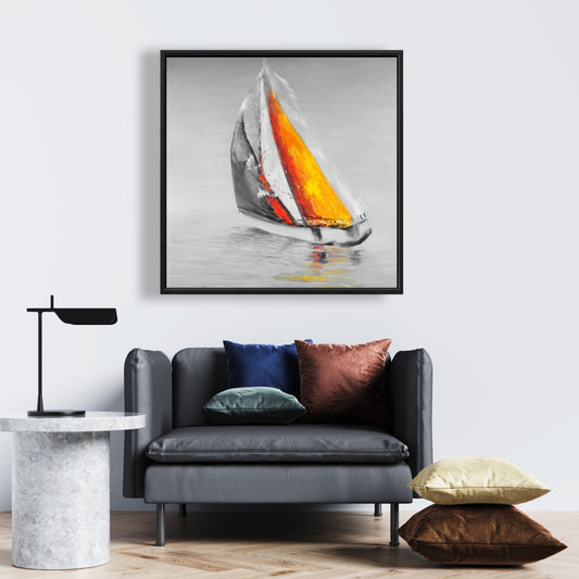 Two Colors Sailing Boat Canvas | Coastal Blue Home Decor