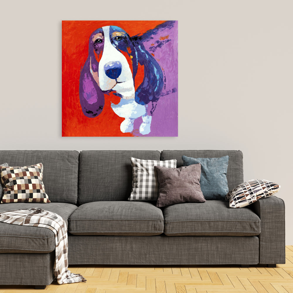 Abstract Colorful Basset Dog Canvas | Contemporary Pet Decor