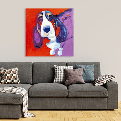 Abstract Colorful Basset Dog Canvas | Contemporary Pet Decor