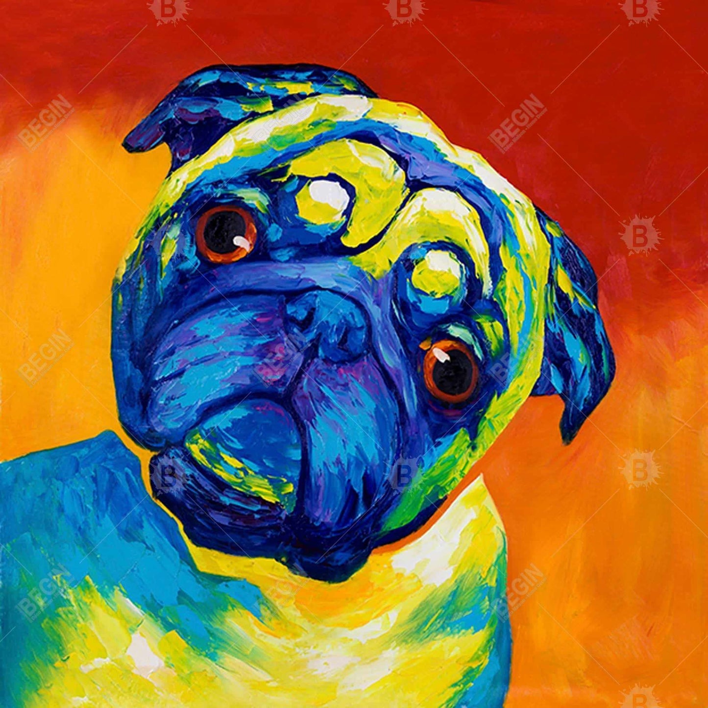 Curious Pug Canvas - Contemporary Pet Decor for Bedroom