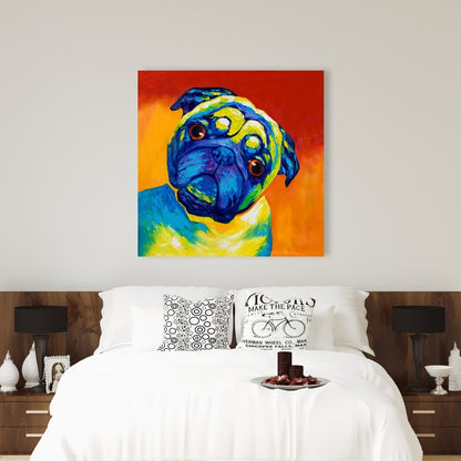 Curious Pug Canvas - Contemporary Pet Decor for Bedroom