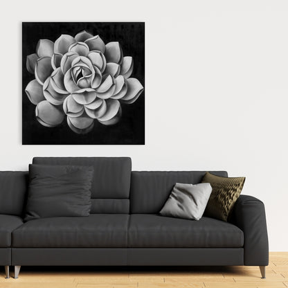 Black and White Succulent Canvas | Monochrome Bedroom Decor