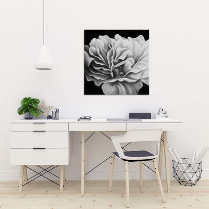 Beautiful Black and White Flower Canvas - Botanical Wall Art