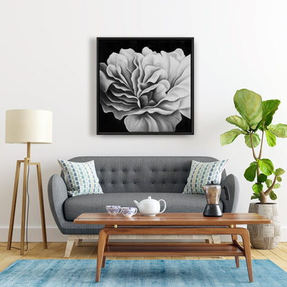 Magnifique toile fleurie en noir et blanc | Décoration d'intérieur