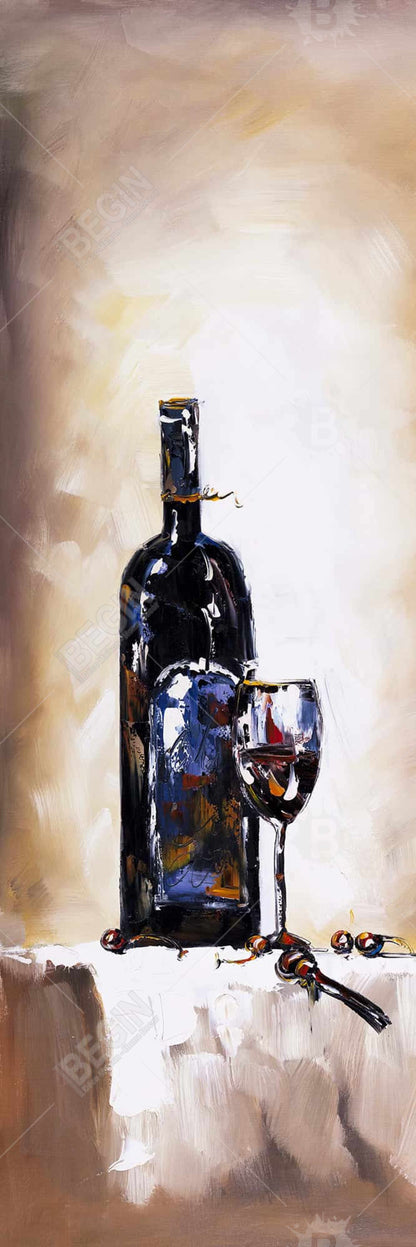 Object Blue Canvas | Bottle and Glass Red Wine Home Decor