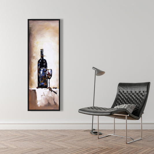 Toile encadrée Bouteille et verre de vin rouge | Décoration d'intérieur