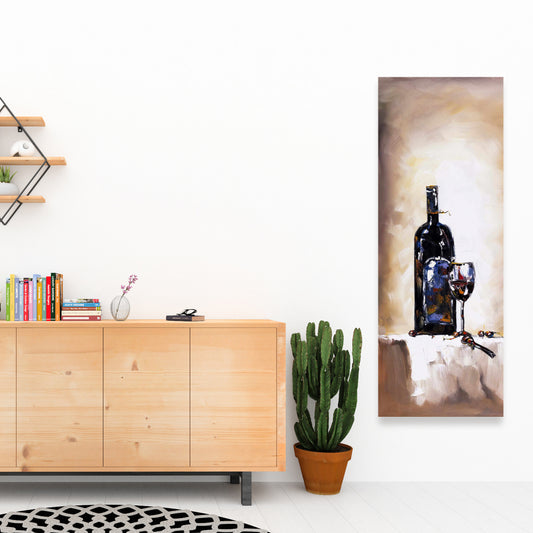 Object Blue Canvas | Bottle and Glass Red Wine Home Decor