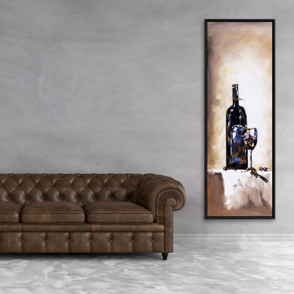 Framed Canvas Bottle and Glass of Red Wine | Home Decor Art