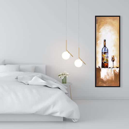 Toile de vin blanc - Décoration murale encadrée marron pour cuisine