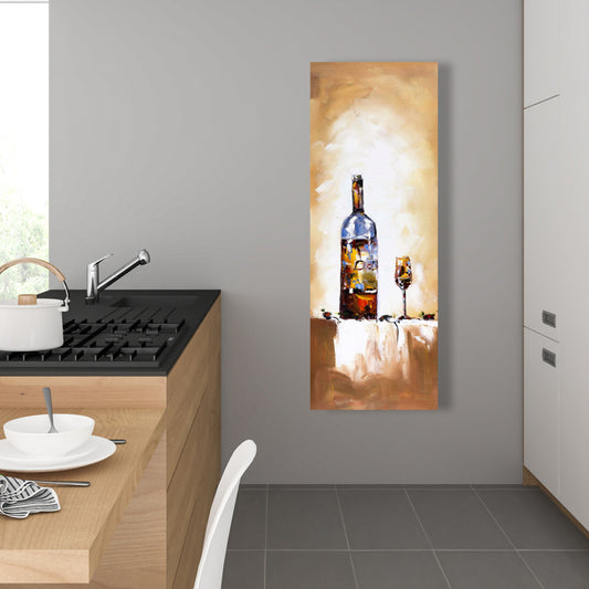 White Wine Kitchen Canvas - Brown Gastronomy Home Decor