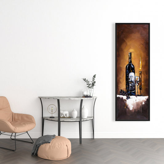 Toile encadrée « Vin aux chandelles » - Objet marron décoratif pour la maison