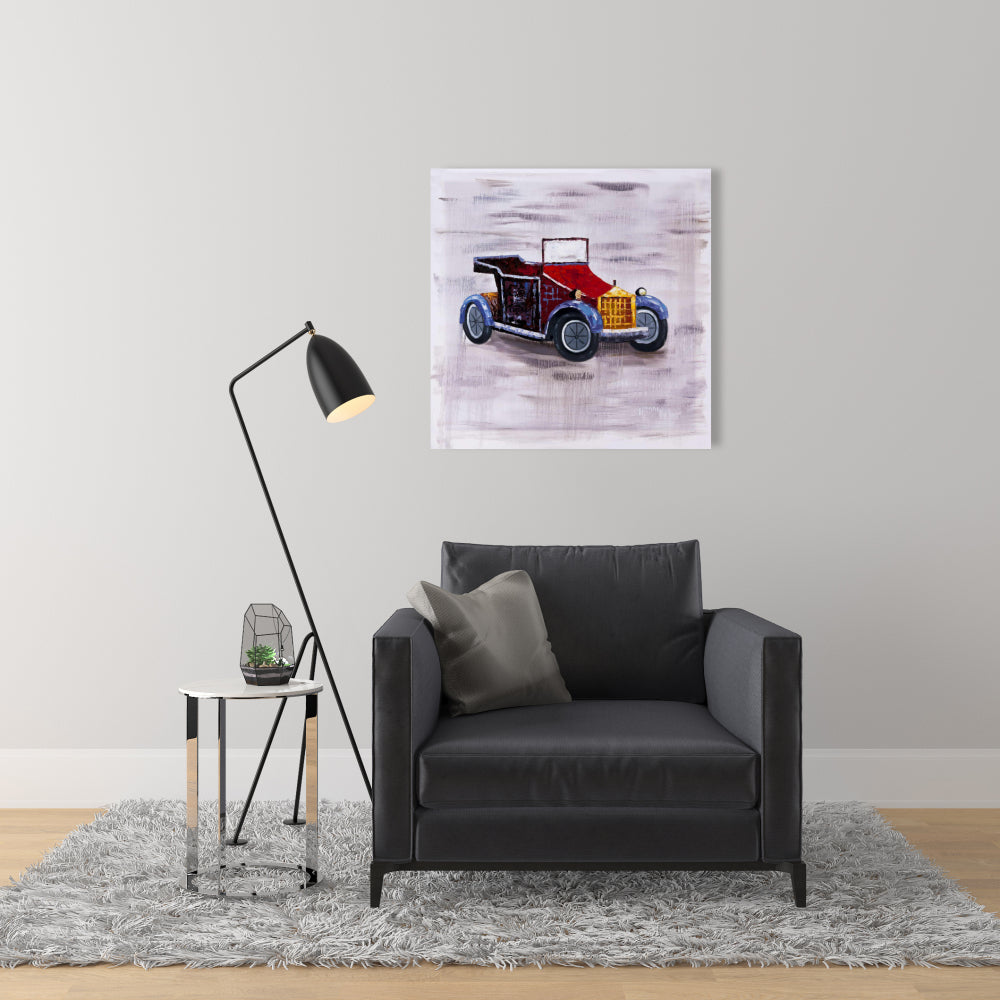 Toile de voiture jouet vintage - Décoration murale pour chambre à coucher