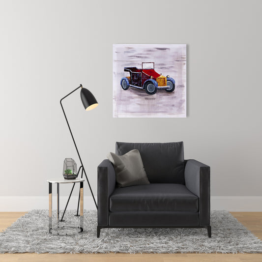 Toile de voiture jouet vintage - Décoration murale pour chambre à coucher