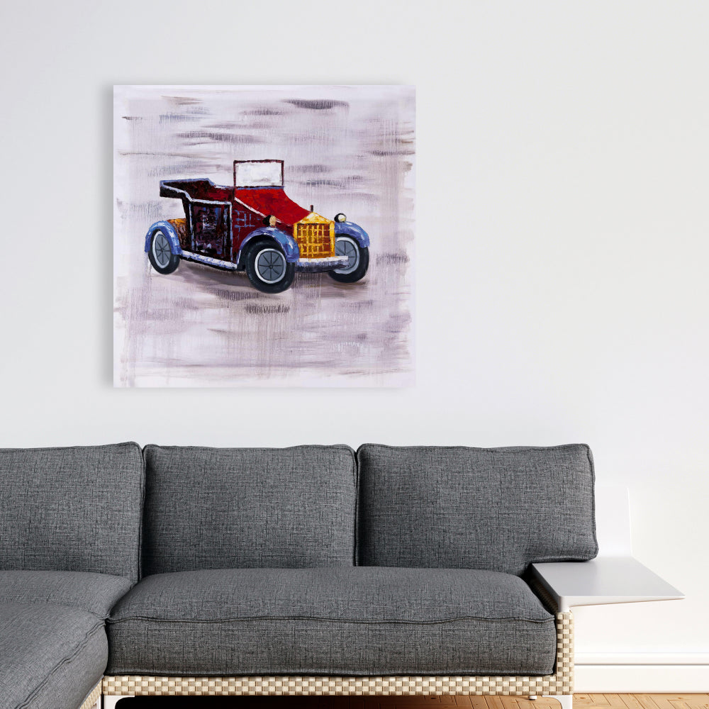 Toile de voiture jouet vintage - Décoration murale pour chambre à coucher