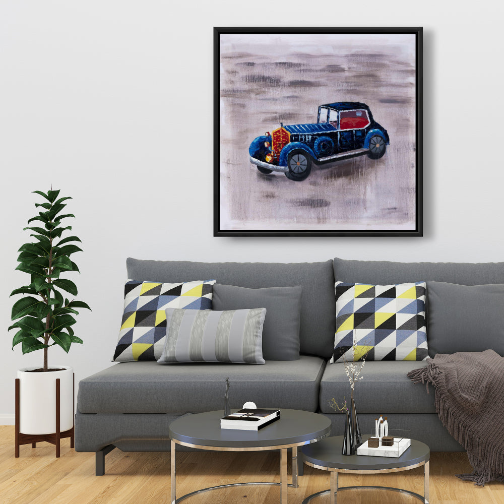 Toile encadrée bleue « Voiture miniature » | Décoration de chambre