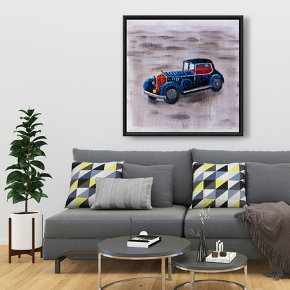 Toile encadrée bleue « Voiture miniature » | Décoration de chambre