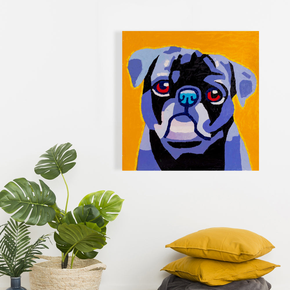 Flash the Pug Blue Canvas - Home Decor for Pet Lovers
