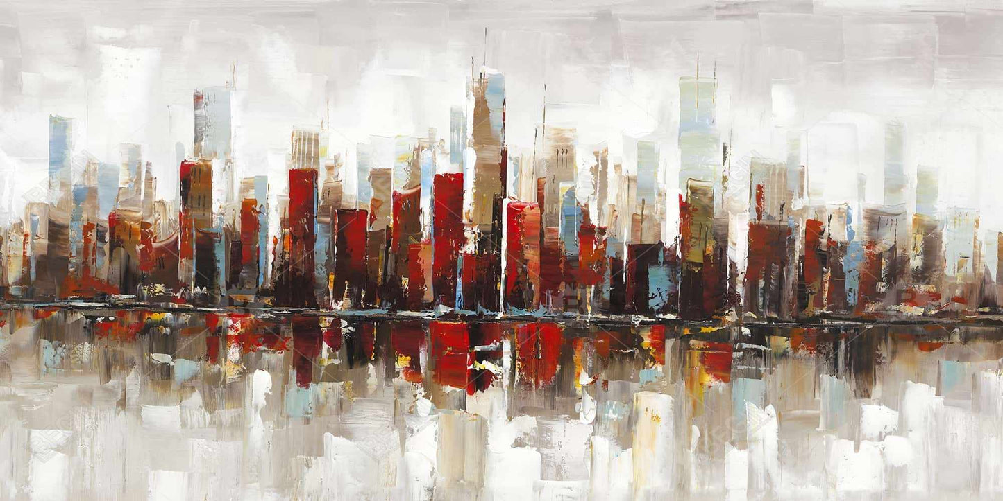 Abstract Colorful Skyscrapers Canvas | Blue Bedroom Decor
