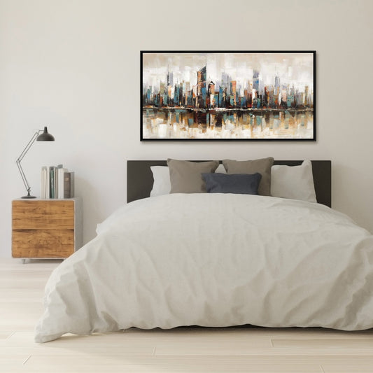 Abstract Buildings Canvas | Textured Industrial Bedroom Decor
