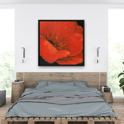 Black Bedroom Contemporary Framed Canvas - Red Flower Decor