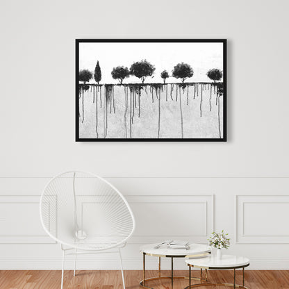 Ink Bleeding Trees Canvas | Framed Art for Bedroom Decor