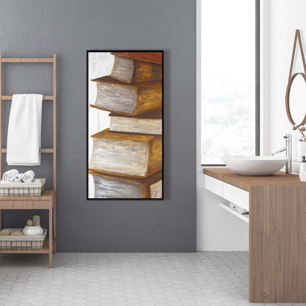Pile of Books Canvas | Contemporary Still Life Home Decor