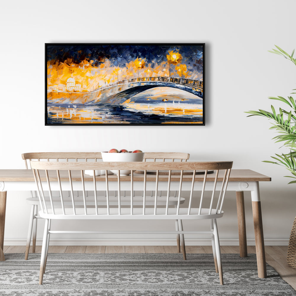 Bridge in the Moonlight Canvas | Contemporary Cities Wall Art