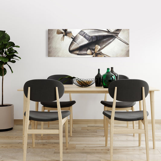 Airplane in Full Flight Canvas | Aviation Man Cave Decor