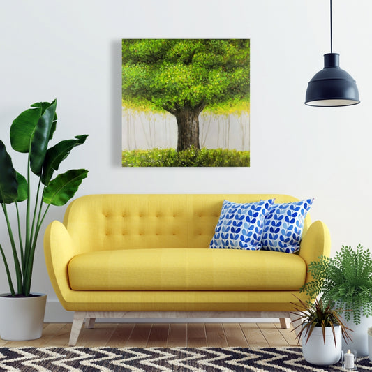 Big Green Tree Canvas | Brown Trees Bedroom Home Decor