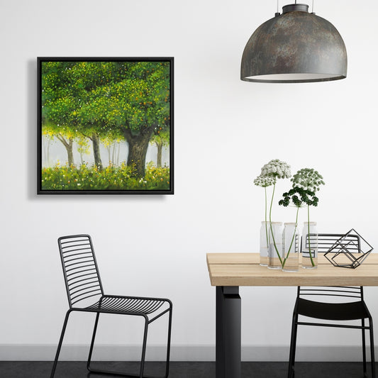 Forest by Summer - Brown Landscapes Trees Framed Canvas Decor