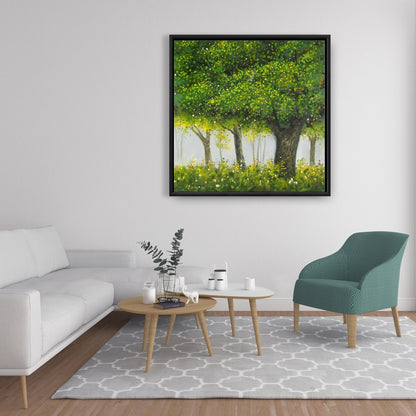 Forest by Summer - Brown Landscapes Trees Framed Canvas Decor