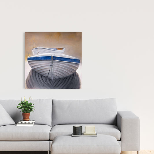 Two Canoe Boats Canvas | Contemporary Coastal Home Decor