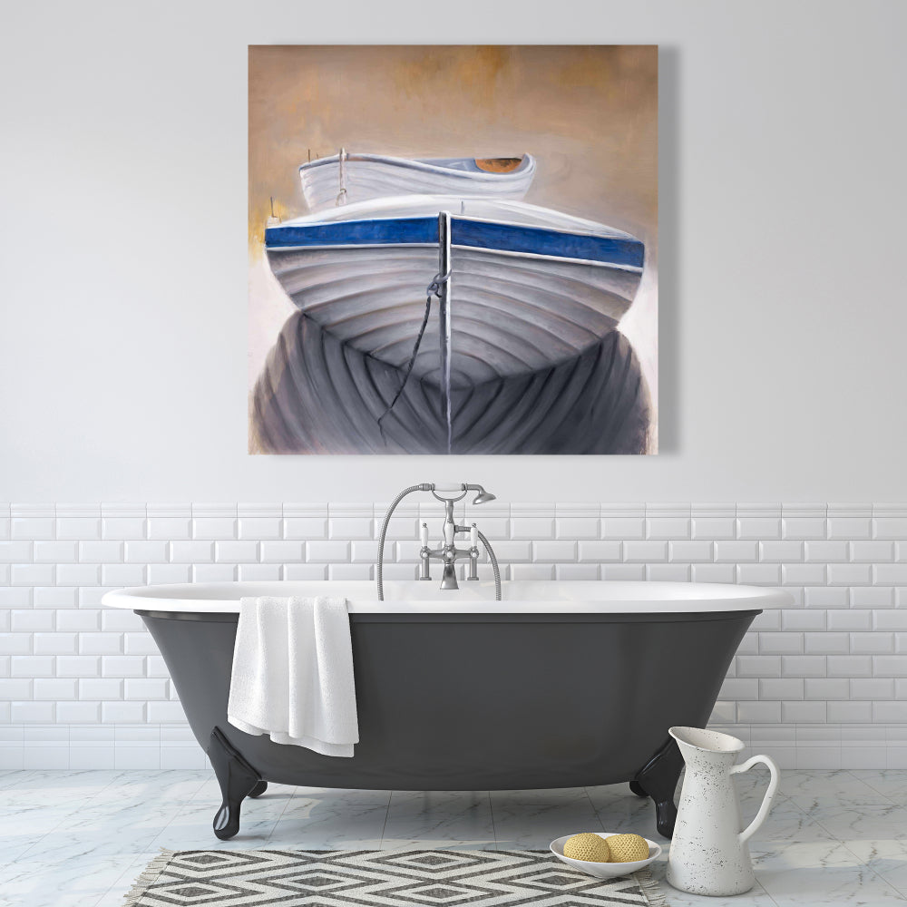 Two Canoe Boats Canvas | Contemporary Coastal Home Decor