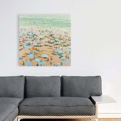 Contemporary Coastal Bedroom Canvas | People at the Beach Decor