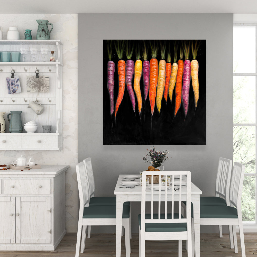 Carrot Varieties Rustic Canvas - Purple Kitchen Wall Decor